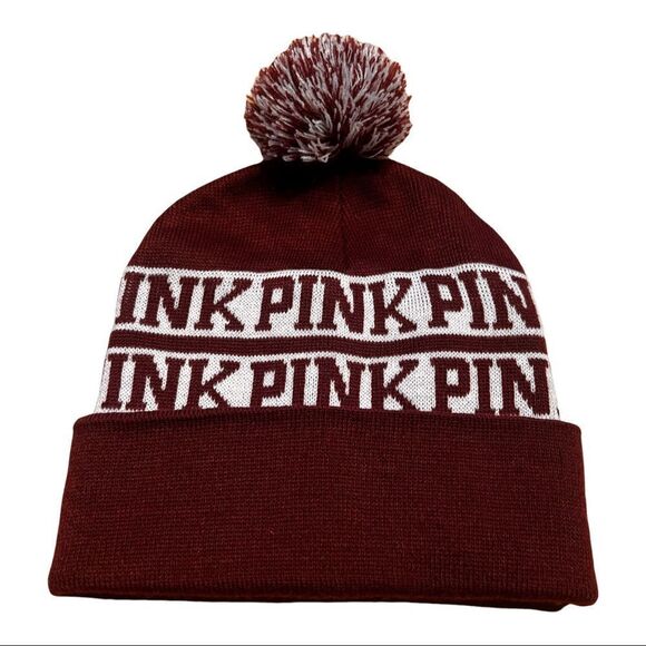 Victoria Secret PINK Burgundy Beanie - Picture 2 of 4